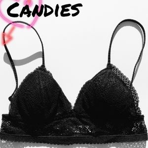 Candies black lace bralette size L
